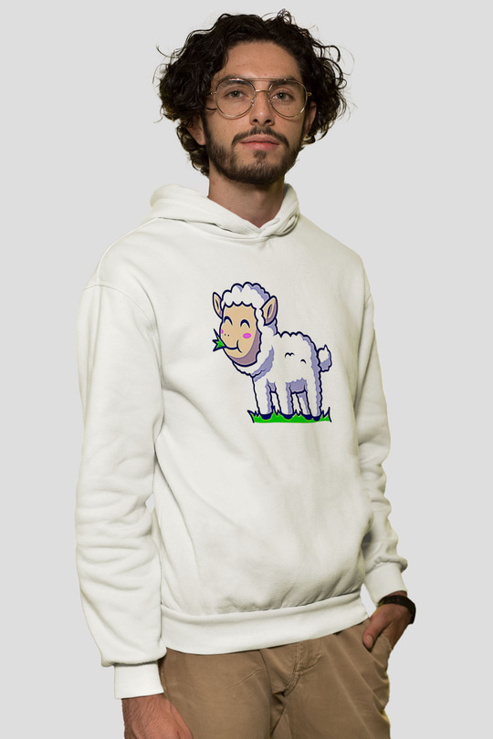 Kurban Bayramı Baskılı Beyaz Unisex Kapüşonlu Sweatshirt