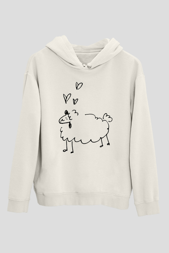 Kurban Bayramı Baskılı Beyaz Unisex Kapüşonlu Sweatshirt