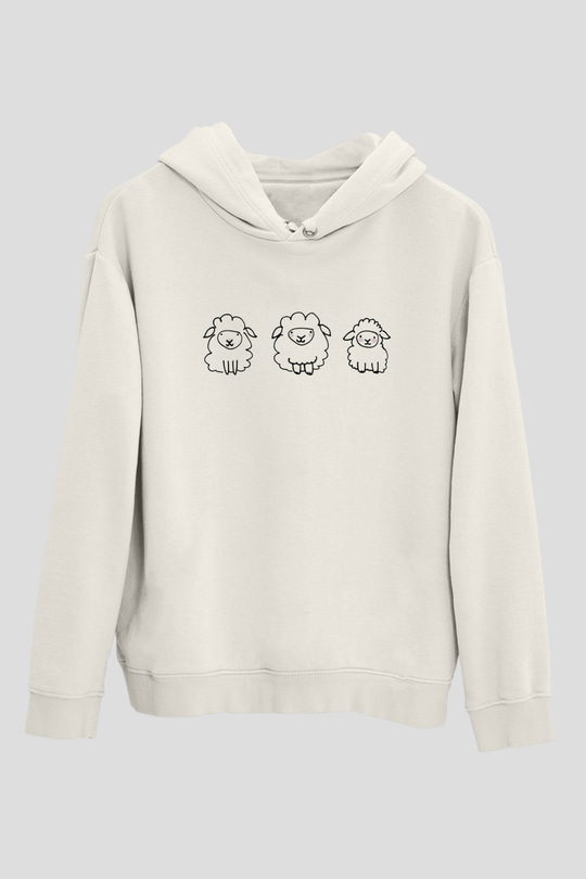 Kurban Bayramı Baskılı Beyaz Unisex Kapüşonlu Sweatshirt
