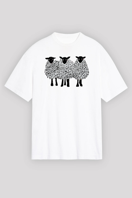 Kurban Bayramı Baskılı Beyaz Unisex Oversize Tişört - Tshirt