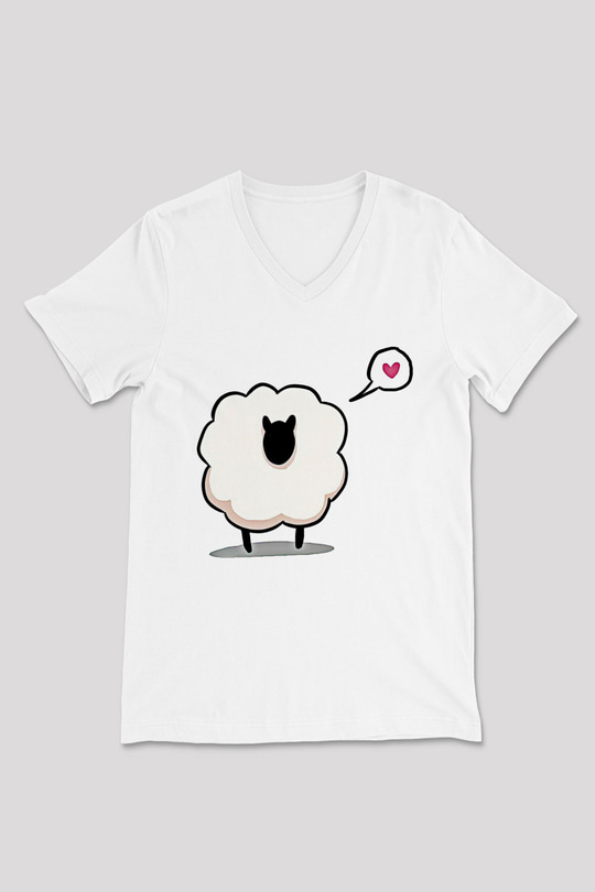 Kurban Bayramı Baskılı Beyaz Unisex V Yaka Tişört - Tshirt