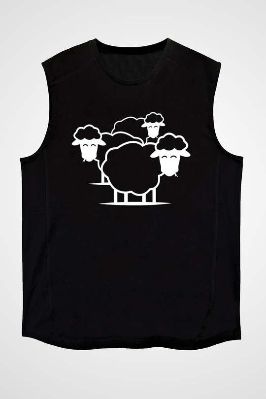 Kurban Bayramı Baskılı Unisex Siyah Kolsuz Tişört - Tshirt