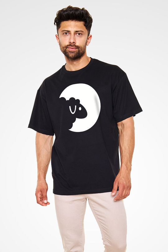 Kurban Bayramı Baskılı Unisex Siyah Oversize Tişört - Tshirt