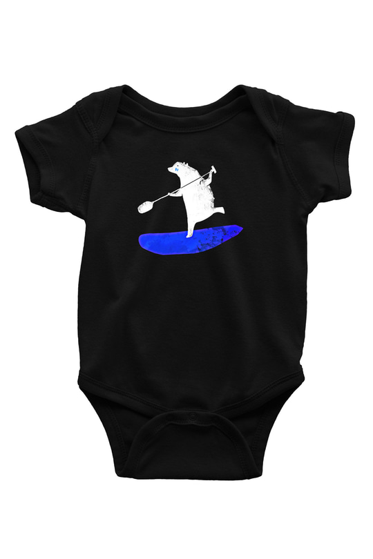 Kürek - Paddle Boarding Baskılı Unisex Siyah Bebek Body - Zıbın