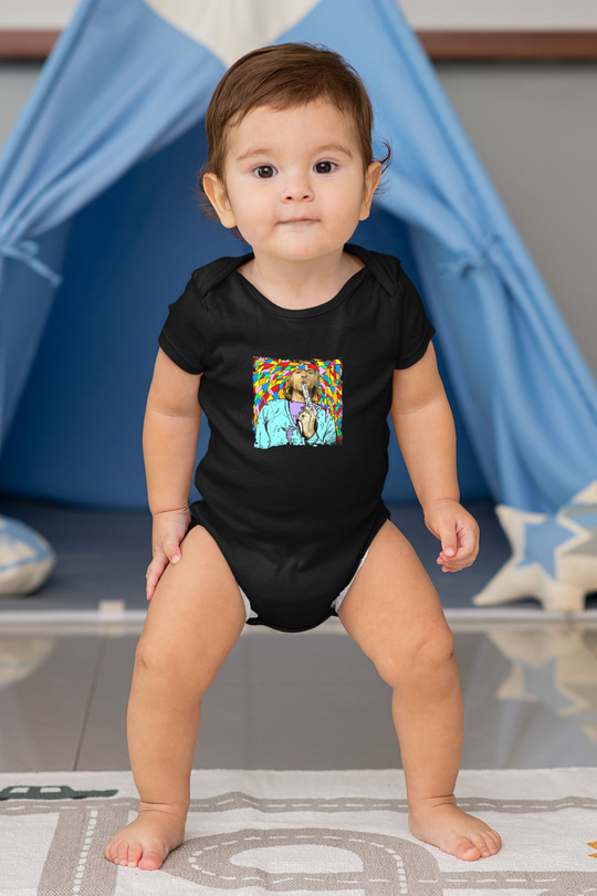 Kurt Cobain Baskılı Unisex Siyah Bebek Body - Zıbın