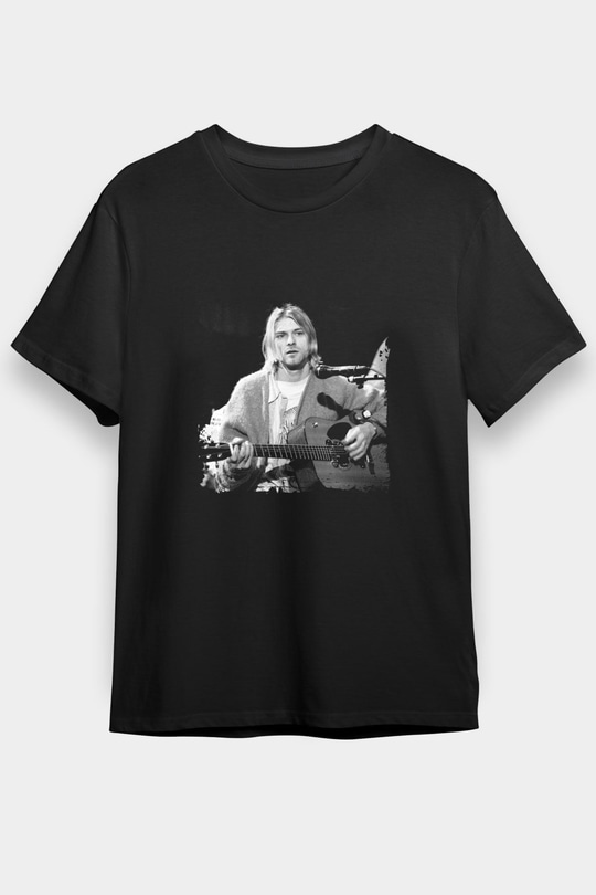 Kurt Cobain Baskılı Unisex Siyah Tişört