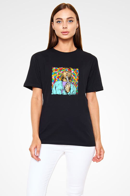 Kurt Cobain Baskılı Unisex Siyah Tişört