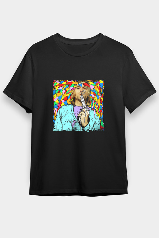 Kurt Cobain Baskılı Unisex Siyah Tişört