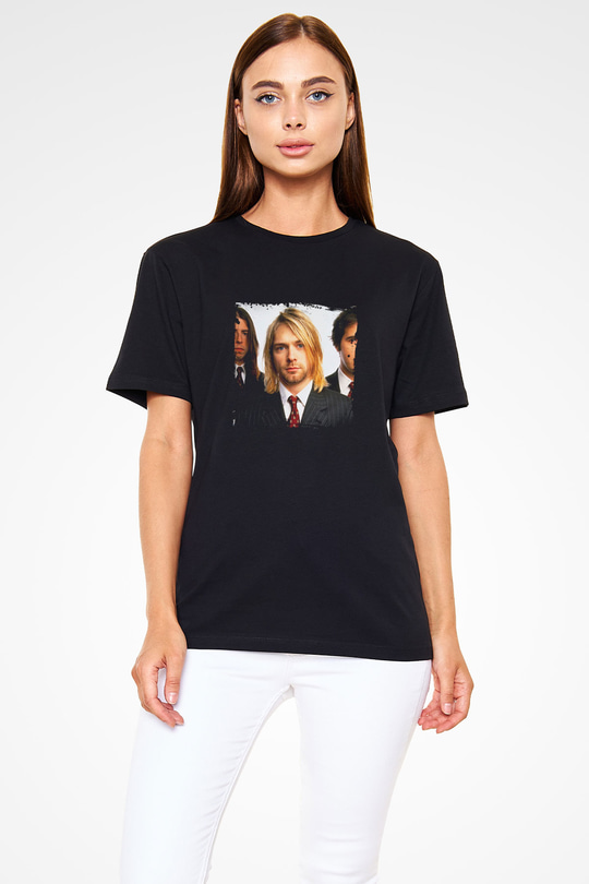 Kurt Cobain Baskılı Unisex Siyah Tişört