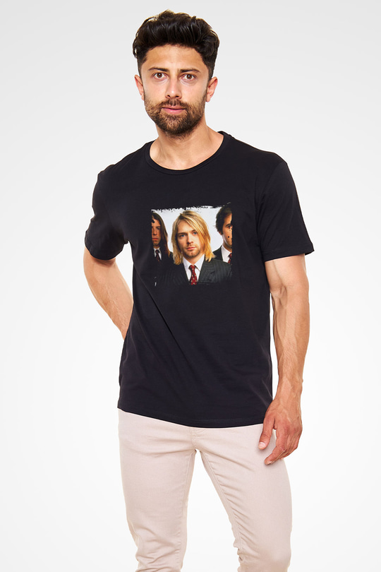 Kurt Cobain Baskılı Unisex Siyah Tişört