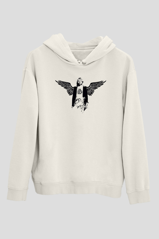 Kurt Cobain Beyaz Unisex Kapşonlu Sweatshirt