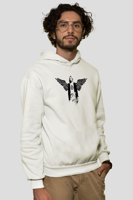 Kurt Cobain Beyaz Unisex Kapşonlu Sweatshirt