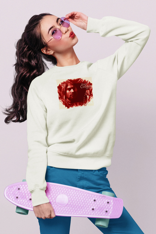 Kurt Cobain Beyaz Unisex Sweatshirt