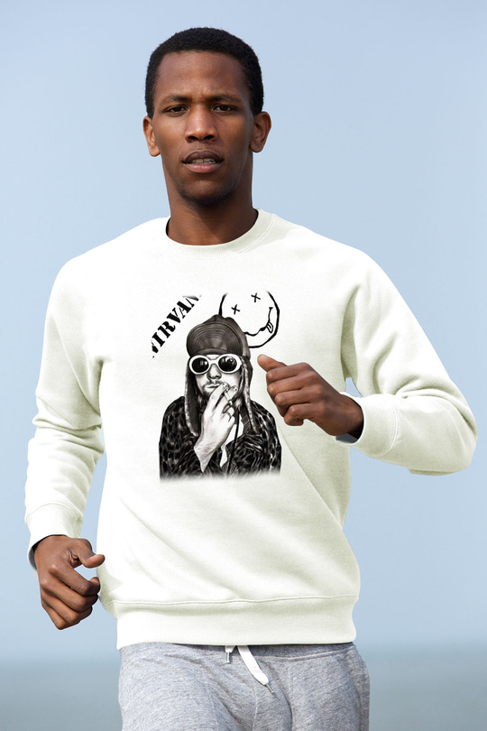 Kurt Cobain Beyaz Unisex Sweatshirt