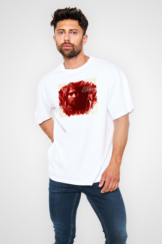 Kurt Cobain Beyaz Oversize Tişört Oversize T-shirt - TişörtFabrikası