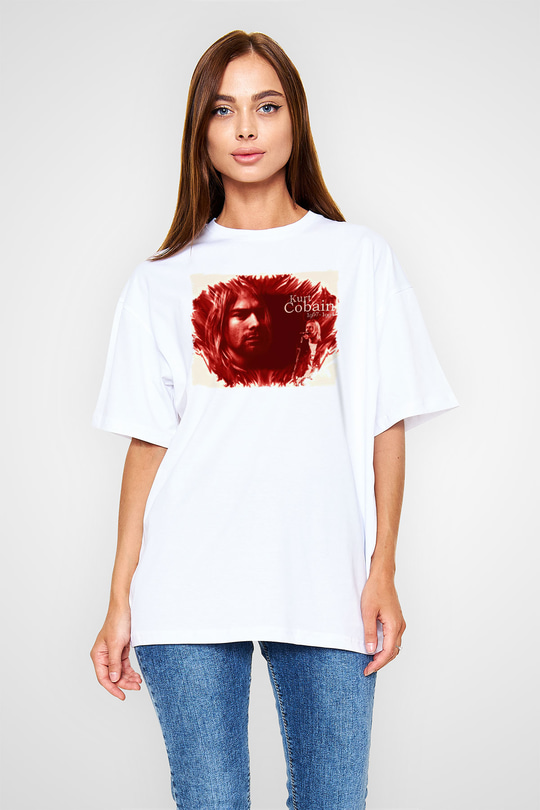 Kurt Cobain Beyaz Oversize Tişört Oversize T-shirt - TişörtFabrikası