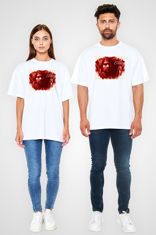 Kurt Cobain Beyaz Oversize Tişört Oversize T-shirt - TişörtFabrikası