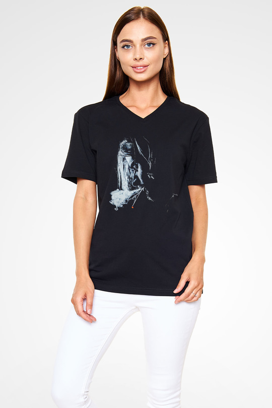 Kurt Cobain Siyah Unisex V Yaka Tişört