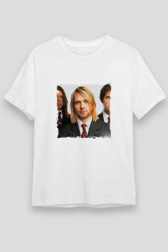 Kurt Cobain Unisex Baskılı Beyaz Tişört