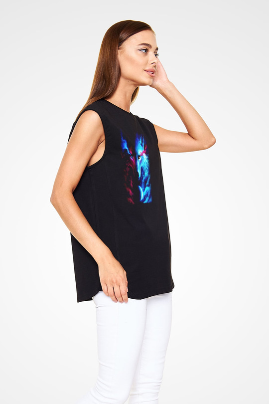 Kurt Siyah Unisex Kolsuz Tişört