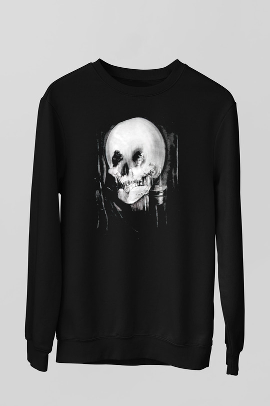 Kurukafa Ayna Baskılı Unisex Beyaz  Sweatshirt