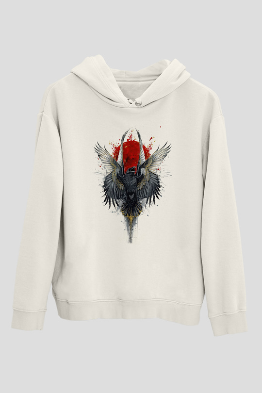 Kuş Beyaz Unisex Hoodie