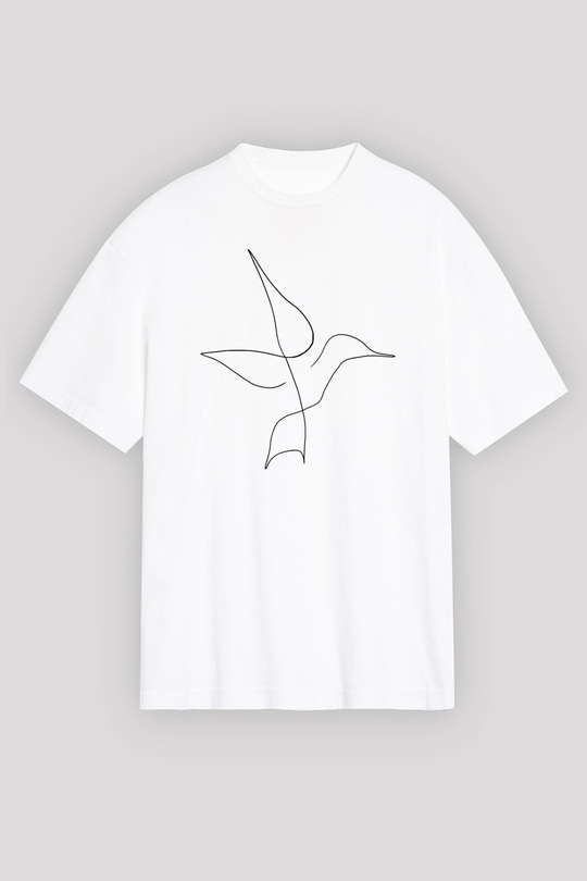 Kuş Beyaz Oversize Tişört Oversize T-shirt - TişörtFabrikası