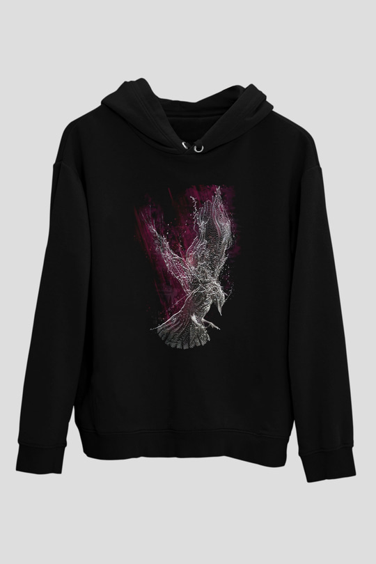 Kuş Siyah Unisex Hoodie