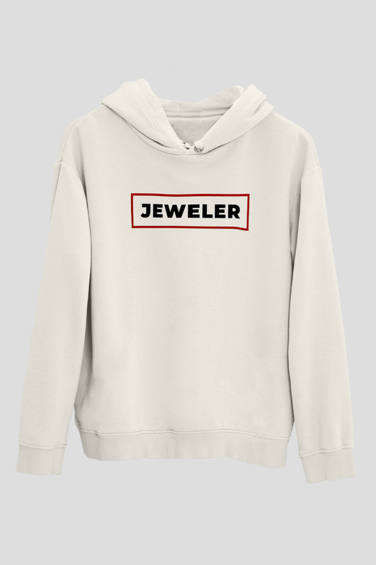 Kuyumcu Beyaz Unisex Kapüşonlu Sweatshirt