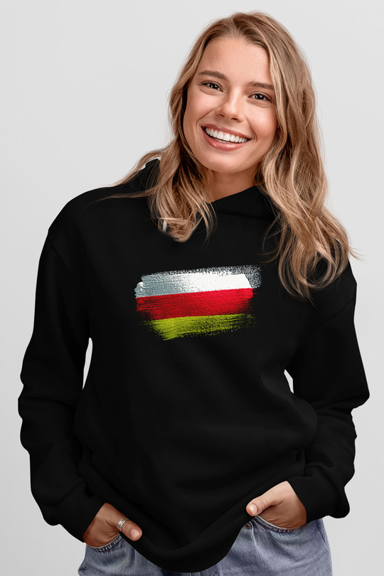 Kuzey Osetya Alanya - North Ossetia–Alania Bayrağı Baskılı Unisex Siyah Kapüşonlu Sweatshirt