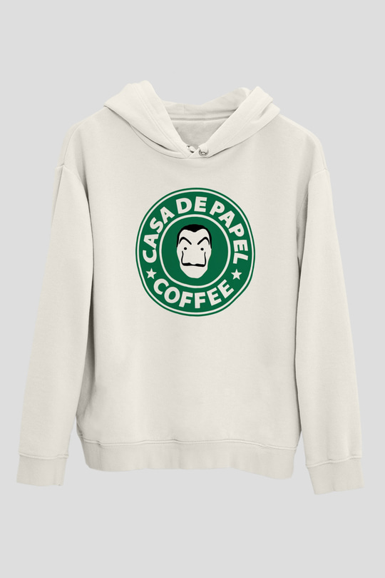 La casa de papel Beyaz Unisex Kapşonlu Sweatshirt