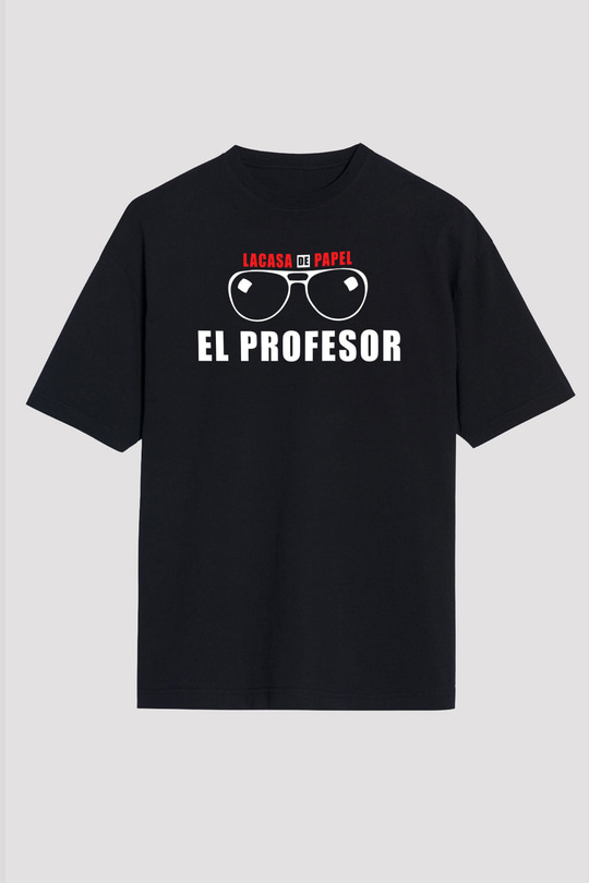 La casa de papel Siyah Unisex Oversize Tişört T-Shirt
