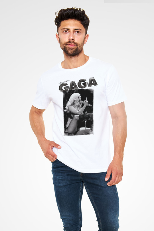 Lady Gaga Beyaz Unisex Tişört T-Shirt - TişörtFabrikası
