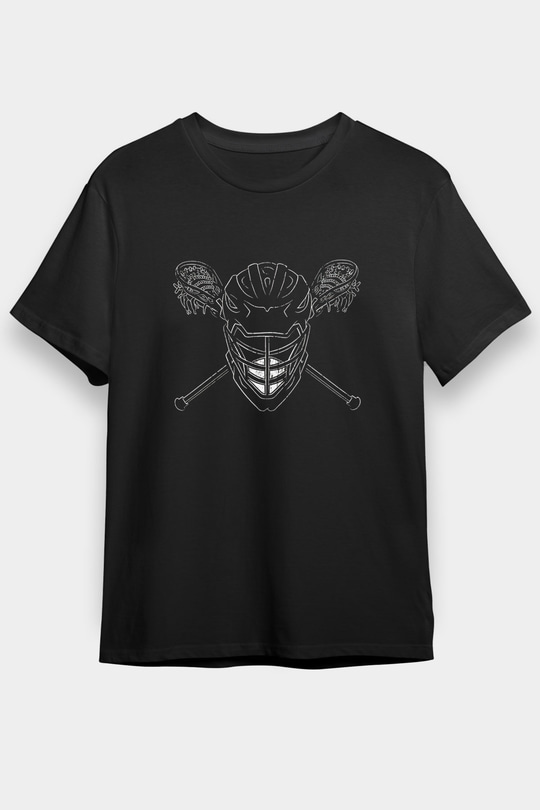 Lakros Baskılı Unisex Siyah Tişört - Tshirt