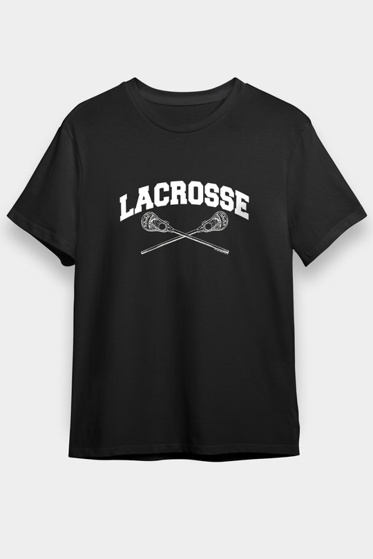 Lakros Baskılı Unisex Siyah Tişört - Tshirt
