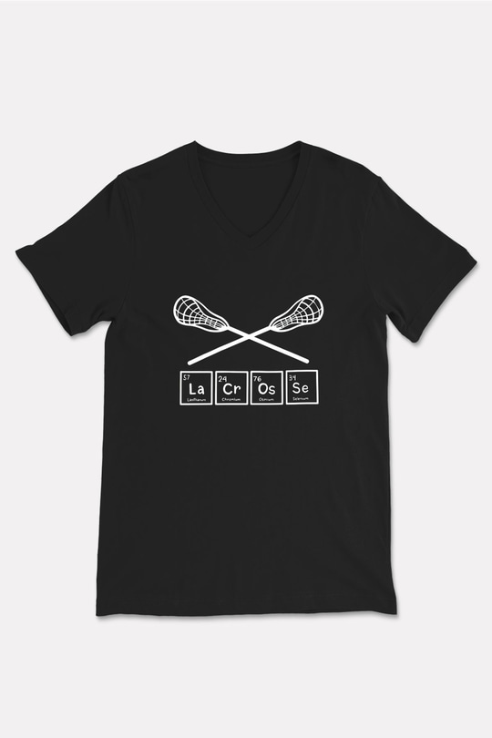 Lakros Baskılı Unisex Siyah V Yaka Tişört