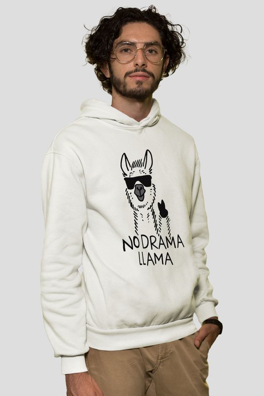 Lama Beyaz Unisex Kapşonlu Sweatshirt