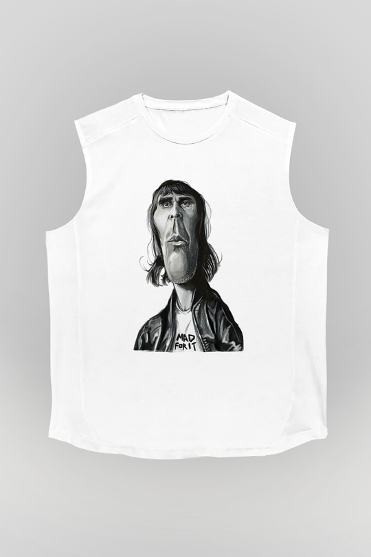 Lan Brown Baskılı Beyaz Unisex Kolsuz Tişört - Tshirt