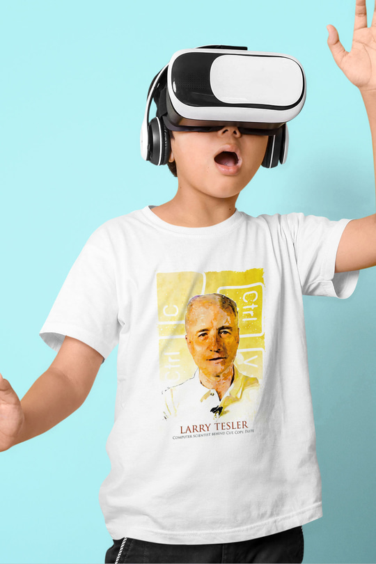 Larry Tesler Renkli Portre Baskılı Unisex Beyaz Çocuk Tişörtü - Tshirt