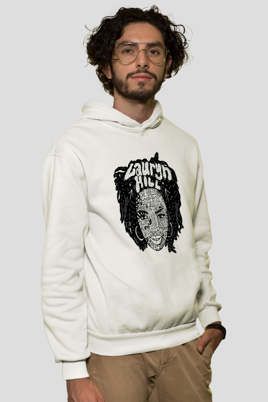 Lauryn Hill Beyaz Unisex Kapşonlu Sweatshirt