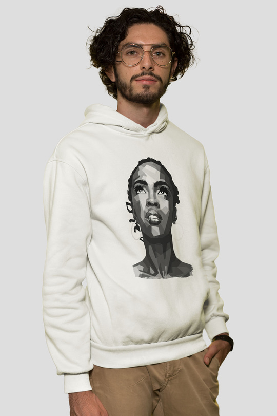 Lauryn Hill Beyaz Unisex Kapüşonlu Sweatshirt
