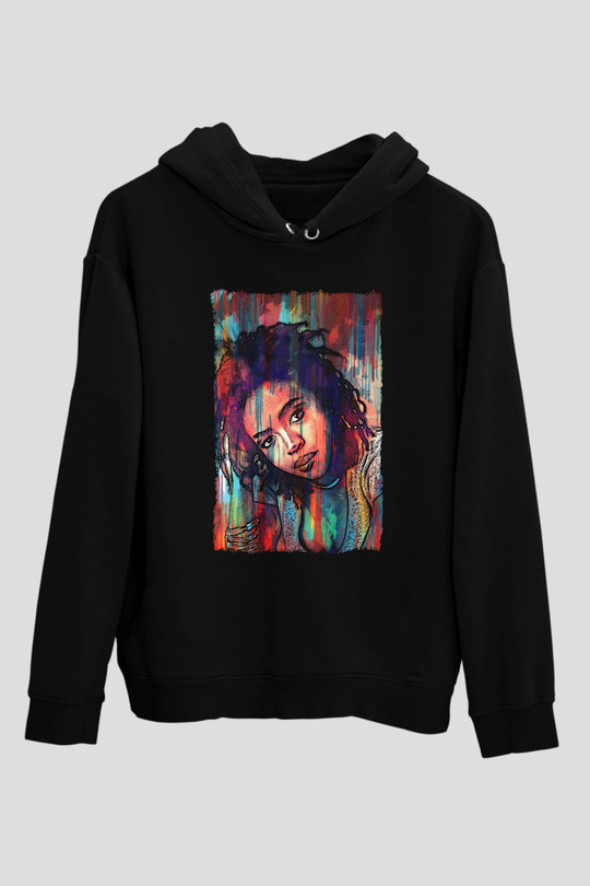 Lauryn Hill Siyah Unisex Kapüşonlu Sweatshirt