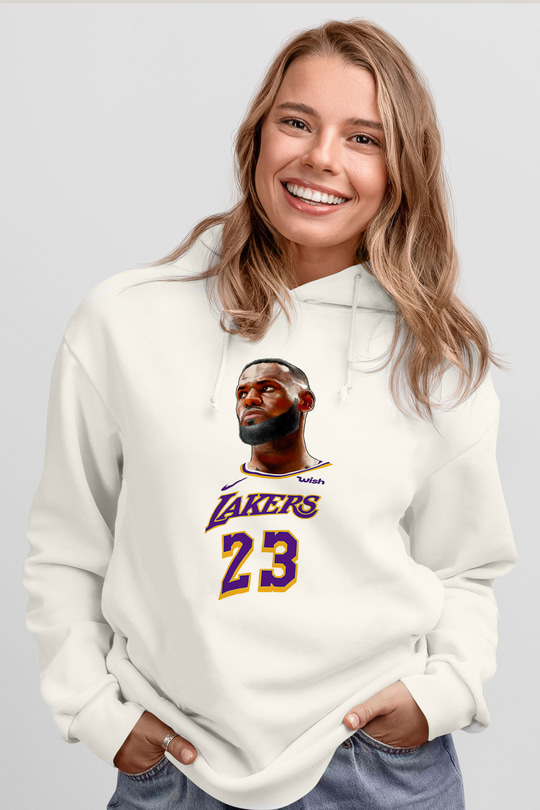 Lebron James Baskılı Beyaz Unisex Kapüşonlu Sweatshirt