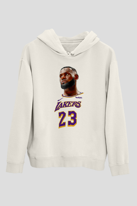 Lebron James Baskılı Beyaz Unisex Kapüşonlu Sweatshirt