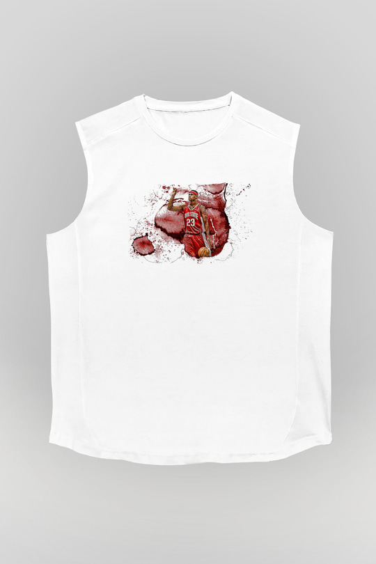 Lebron James Baskılı Beyaz Unisex Kolsuz Tişört - Tshirt