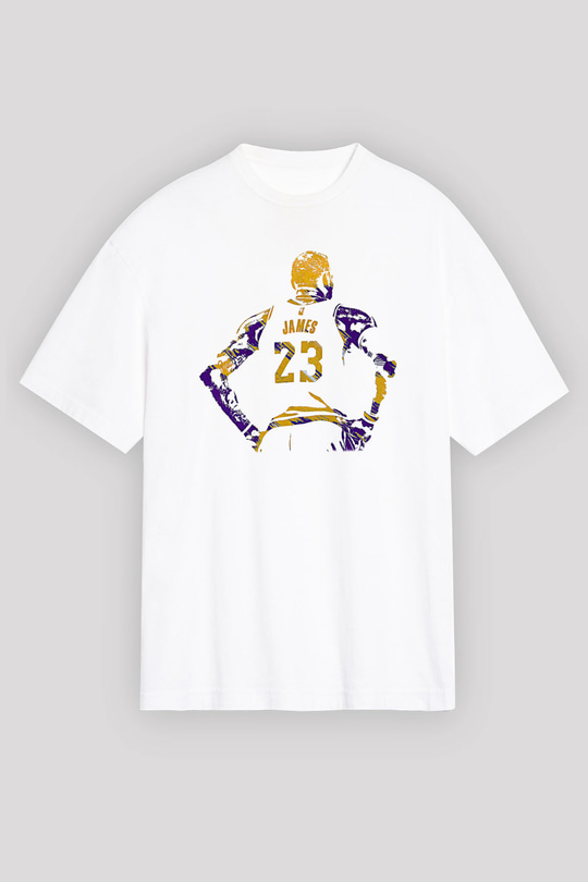 Lebron James Baskılı Beyaz Unisex Oversize Tişört - Tshirt