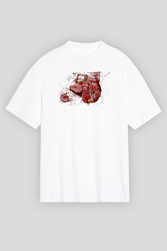 Lebron James Baskılı Beyaz Unisex Oversize Tişört - Tshirt