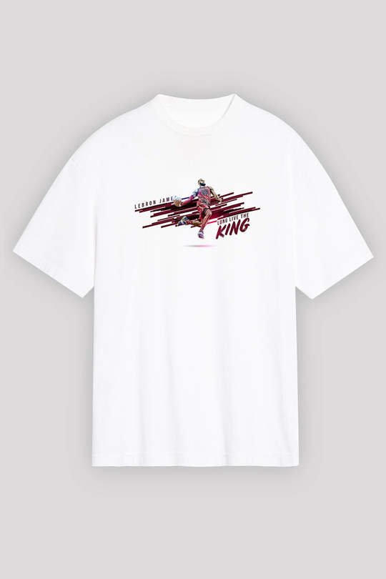 Lebron James Baskılı Beyaz Unisex Oversize Tişört - Tshirt