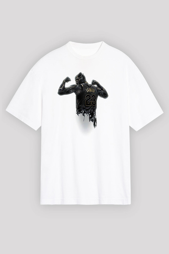 Lebron James Baskılı Beyaz Unisex Oversize Tişört - Tshirt