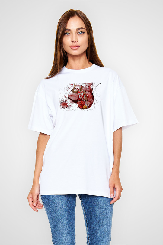 Lebron James Baskılı Beyaz Unisex Oversize Tişört - Tshirt
